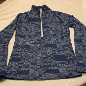 EUC Women's Under Armour Patterned Blue Zip-Up Top, Size M